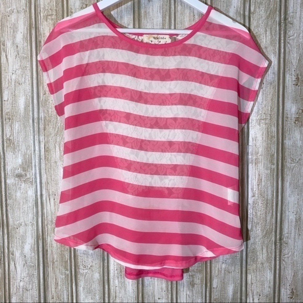 Rewind Neon Pink‎ Striped Blouse Y2K 80’s Vibe Size Medium